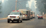 6-26: Fire chief from San Bruno leads convoy of trucks on the Skyway, Magalia