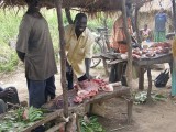 Marktkraam met vlees