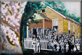 Members of the family of Stan Taniwa who painted this mural.