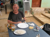 Lunch at Anse Soleil Cafe. Wet to the skin!