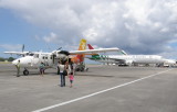 Boarding the Twin Otter to Praslin