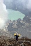 Sulphur collector coming up the crater
