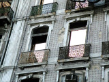 a tiled building after a fire