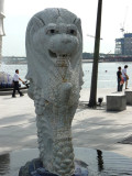 There are 5 Merlion statues in all in Singapore.  This baby Merlion stands behind the main one on the Singapore River.