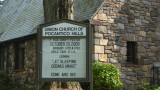 The Union Church sign indicating the upcoming Sunday sermon.