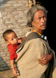 old Zeme Naga with grandchild