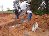 Putting in the Foundation (Harley is still on the job!)