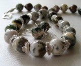 Ocean jasper and brushed sterling silver necklace and earrings