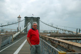 Dave walking across  the Brooklyn Bridge
