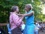 Becky Felts Rogers greeting Jane Fall