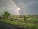 we drove through a dramatic hail storm in Montana on the way to the race, followed by this spectacular double rainbow