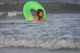 Jenna riding her tube