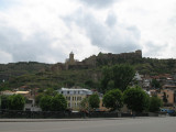 Tbilissi - view of Narikala citadel from Metekhi bridge
