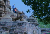 Descending the steps - temple at Kajuraho