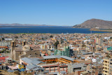 View east from Huajsapata Park to the Plaza de Armas and Lake Titicaca