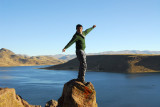 Marcos on top of a rock, Sillustani