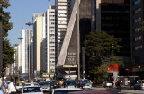 Av. Paulista with the angled FIESP (Federao das Indstrias do Estado de So Paulo)