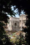 Arch of Septimius Severus seen through the trees to the south of the Forum