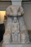 This statue symbolizes the god Amuns protection of King Taharqa
