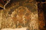 Ancient murals around the walls of the Dukhang (main assembly hall) of Pelkor Chde Monastery