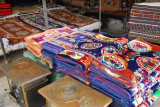 Machine-made carpets at the market, Shigatse