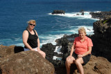 Mom and Debbie at Nakalele Point, Maui