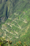 The zigzag road from Aguas Calientes to Machu Picchu