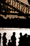 Silhouettes of those waiting to see Pope on Sydney Harbour