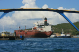 Ship under the Ship going under the Queen Juliana Bridge