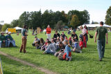 Crowd gathering for the raptor display