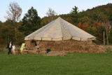 Hay bale hut