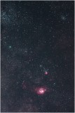 Sagittarius, including nebula M8 and M20, and clusters M21 and M23