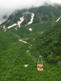 Cable car leaving Kurobe-daira