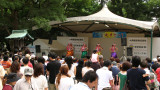 Crowd watching the hula show