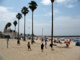 Playing volleyball at the beach