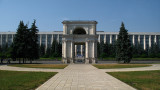 View across the park to Arcul de Triumf