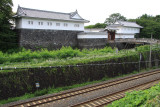 View of the Higashi-mon across the JR tracks