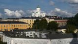 Helsinki Cathedral peeking above the town center