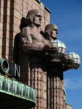 Statues on the front facade of the station