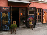 Eclectic cafe entrance