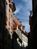 Partially sunlit curve of a street