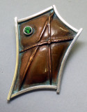 Copper Foldformed Pendent with Sterling Trim