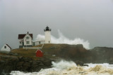 NOR EASTER AT NUBBLE LIGHT LIGHTHOUSE YORK MAINE
