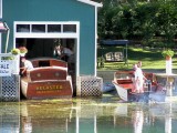 The Huckster is backed out of her N. Tonawanda, NY boathouse.