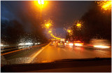 Rainy night traffic