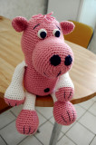 crocheted pink hippopotamus
