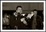 Sayer with all the cameras he carries around