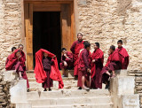 Monks Hanging Out on the Steps