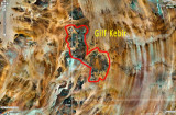 Gilf Kebir, larea dellaltopiano vista dal satellite: <a href=http://gilf.bygooglemaps.com>gilf.bygooglemaps.com</a>