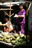 The fruit is a durion that you can find only in south east Asia - Cholons market, Ho Chi Min, Vietnam